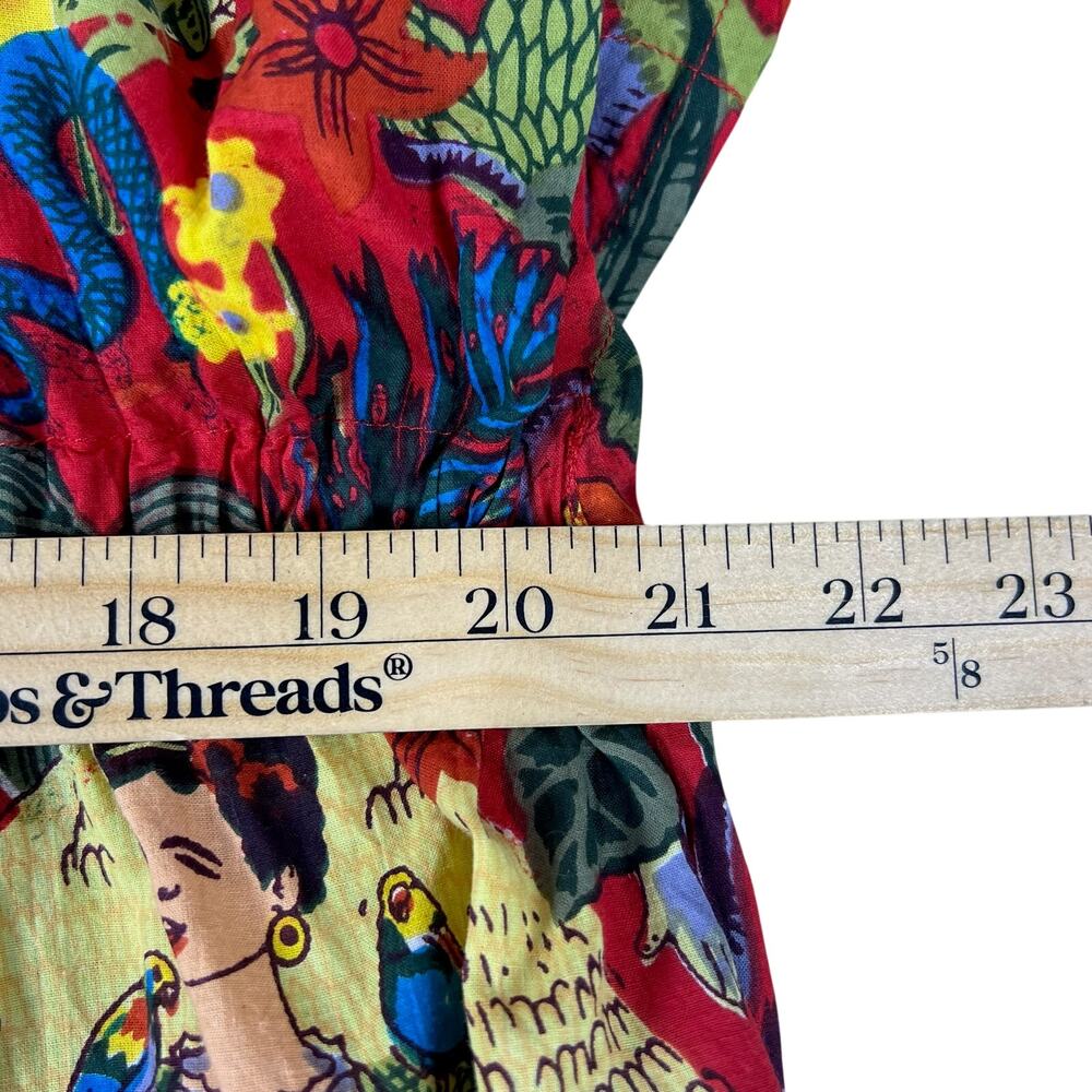 Frida Kahlo Print Kaftan Maxi Dress One Size Red Cotton Resort Caftan Cover Up - Picture 11 of 16